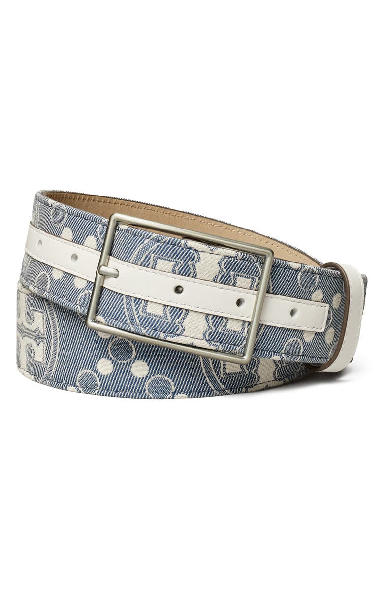 Tory Burch T Monogram Denim & Leather Belt | Nordstrom