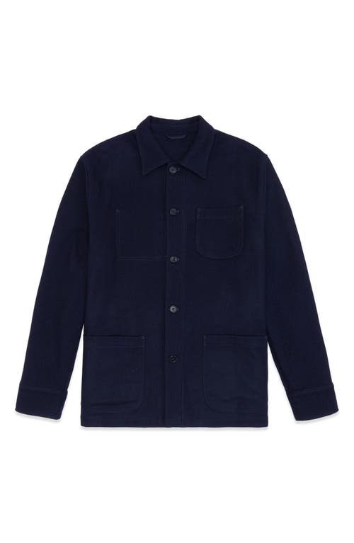 Shop Sid Mashburn Felted Wool Button-up Chore Jacket In Navy Wool Melton