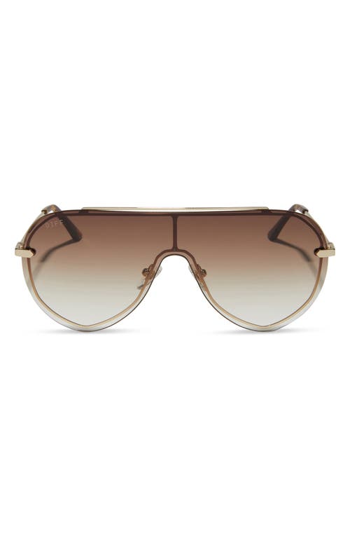Imani 139mm Gradient Shield Sunglasses in Gold /Brown Gradient