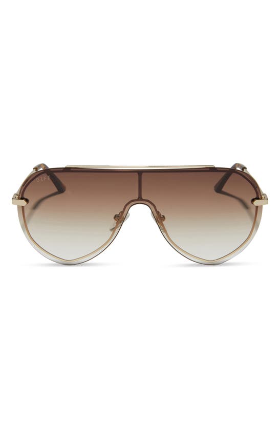 Shop Diff Imani 139mm Gradient Shield Sunglasses In Gold / Brown Gradient