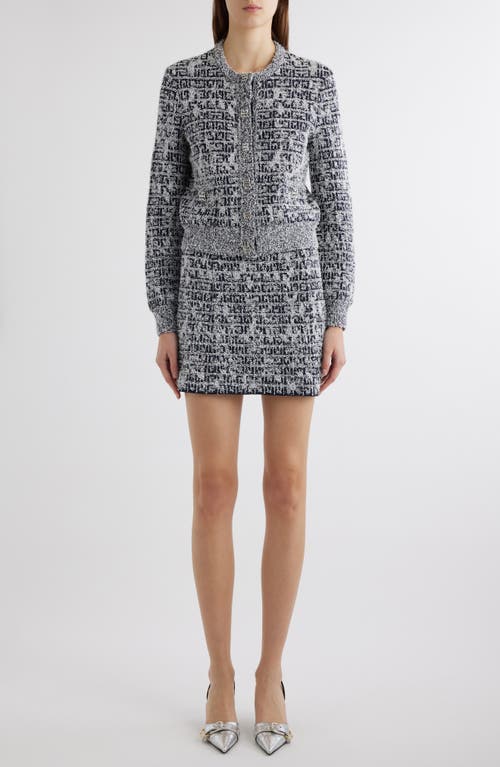 Shop Givenchy 4g Tweed Cardigan In Navy