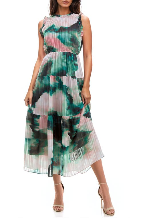 SOCIALITE SOCIALITE METALLIC CHIFFON TIERED MIDI DRESS 