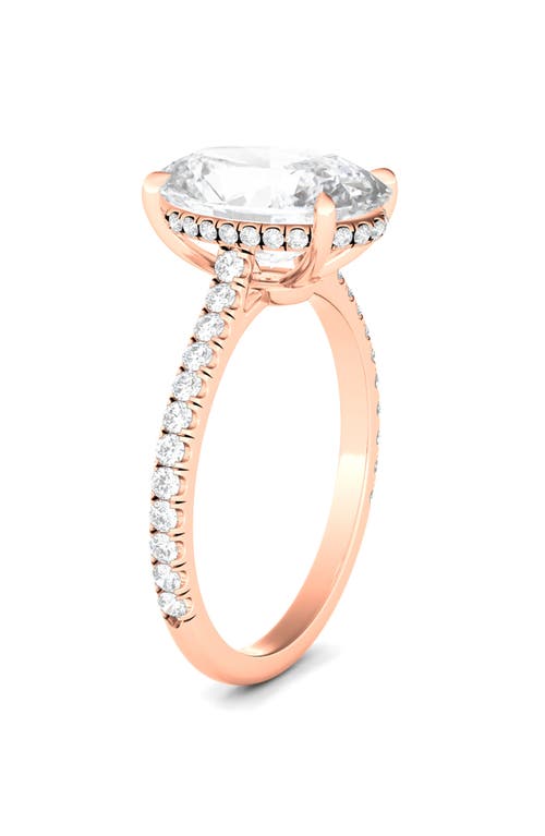 Hautecarat Oval Cut Pavé Lab Grown Diamond Ring In 3.00 Ctw 18k Rose Gold