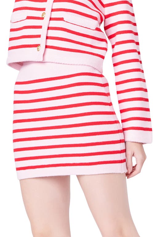 English Factory Stripe Miniskirt In Pink/red