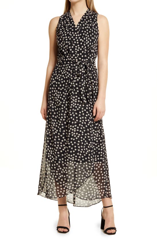 DONNA RICCO HALTER NECK HIGH/LOW MAXI WRAP DRESS