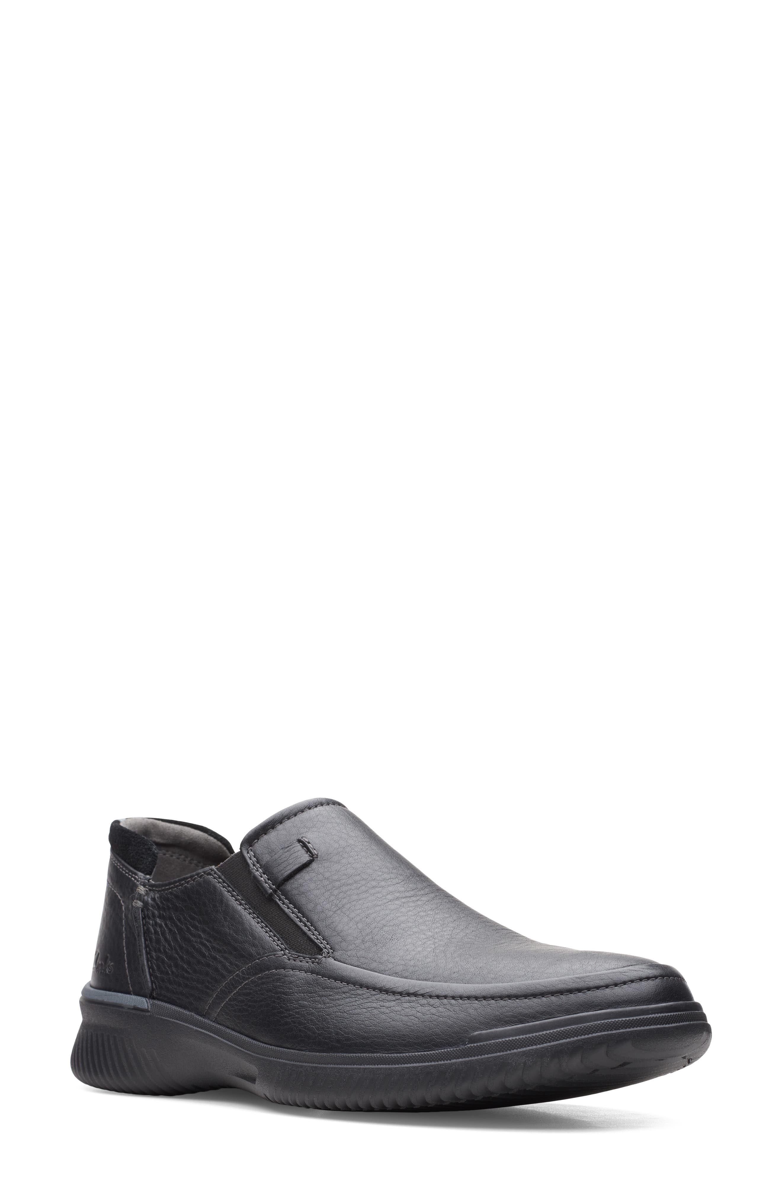 Clarks CUSHOX STEP Mens Black Leather 27818 Slip On Comfort Shoes 