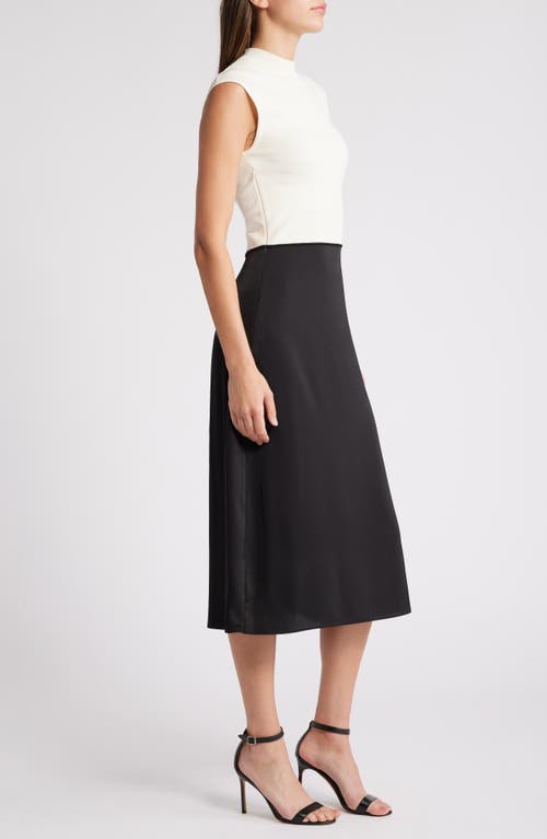 Shop Hugo Boss Boss Ferdola Mixed Media Dress In Black White Combo