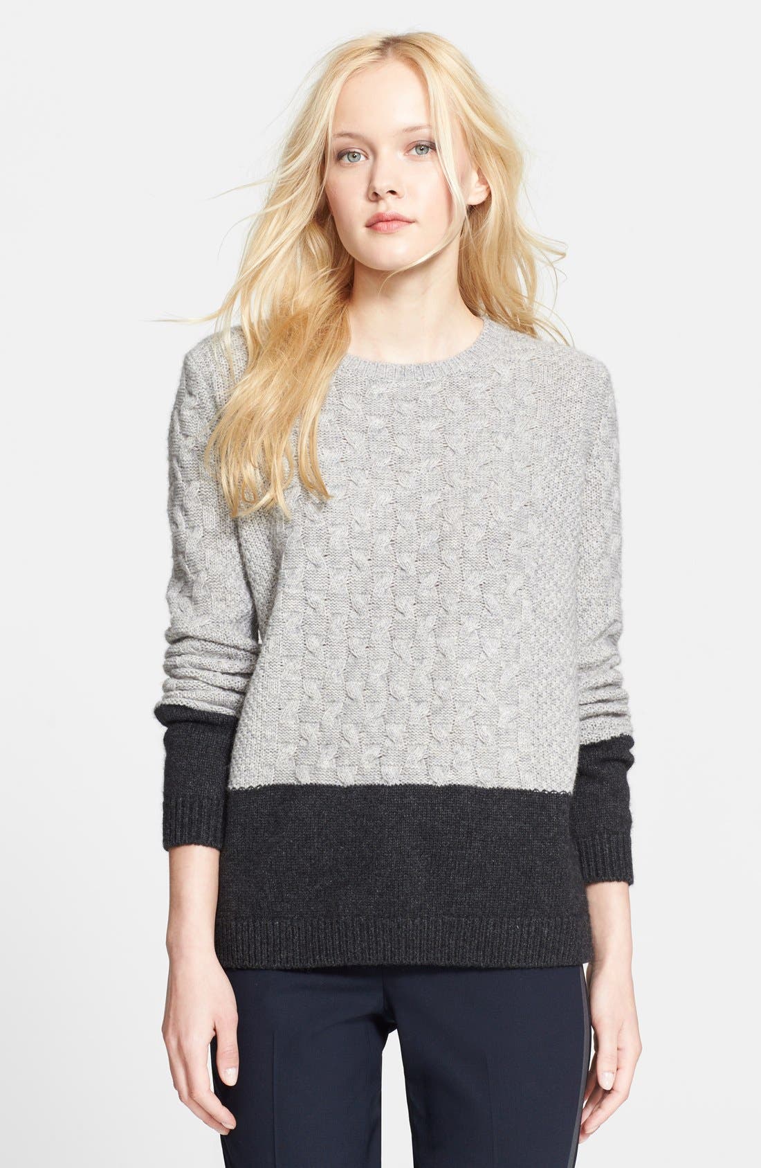 Vince Colorblock Cable Knit Crewneck Sweater | Nordstrom