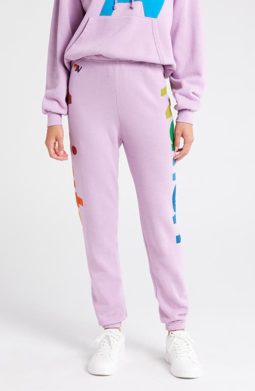 Aviator Nation Rainbow Logo Sweatpants In Mauve