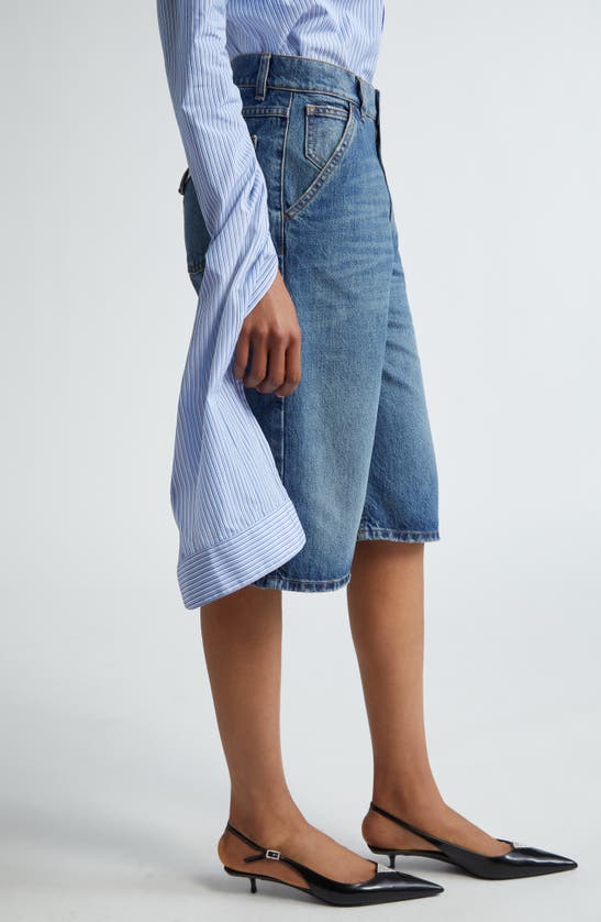 Shop Coperni Belted Pocket Denim Bermuda Shorts In Blue