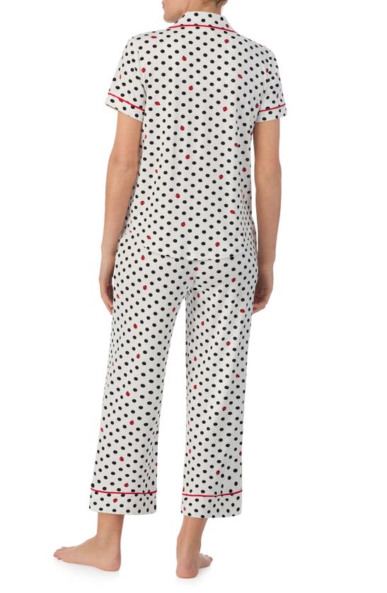 Shop Kate Spade New York Print Crop Pajamas In White Dot