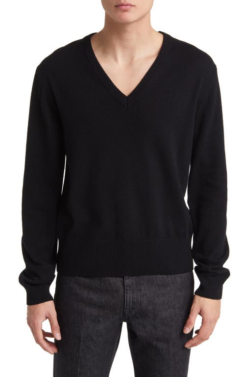 Recycled Cashmere Blend V-Neck Sweater in Black