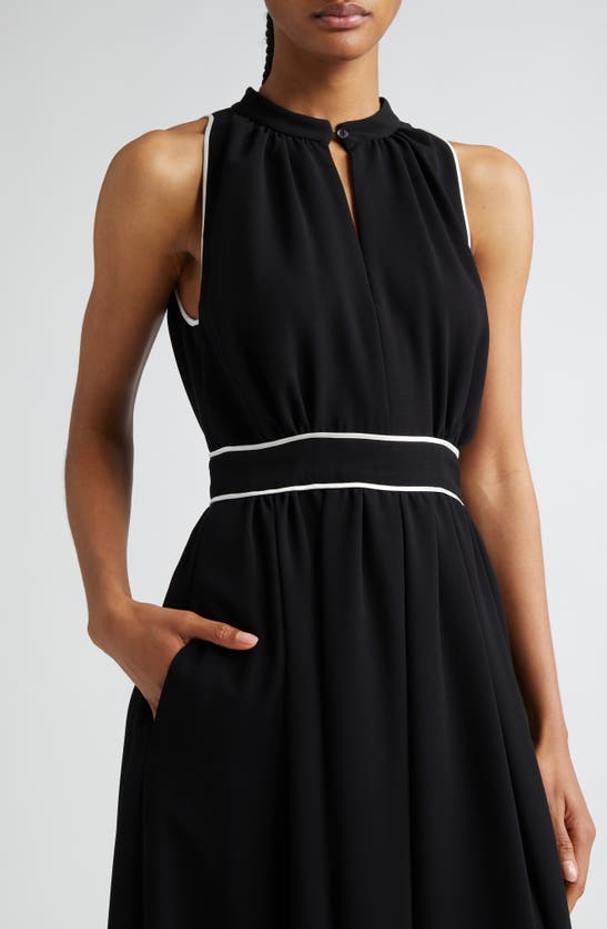 Shop Max Mara Once Contrast Trim Crepe Halter Maxi Dress In Black