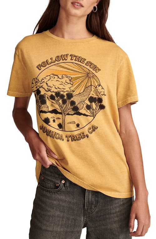 Lucky Brand Follow the Sun Boyfriend Graphic T-Shirt in Mustard Gold 