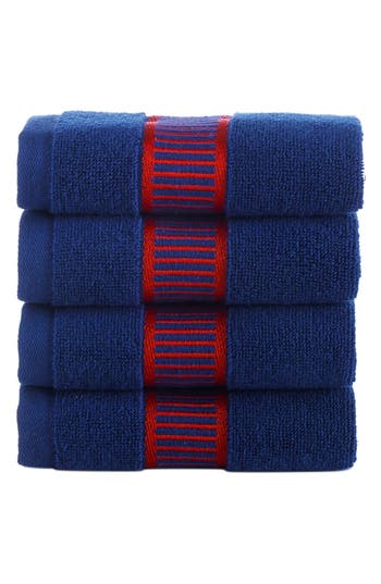Shop Brooks Brothers Fancy Border 4-piece Towel Set In Navy