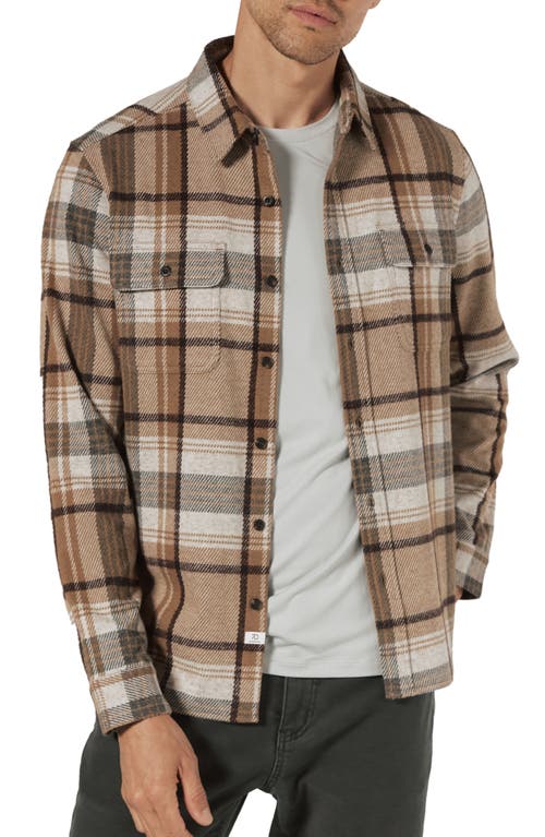 Shop 7 Diamonds Generation Plaid Knit Button-up Overshirt In Camel