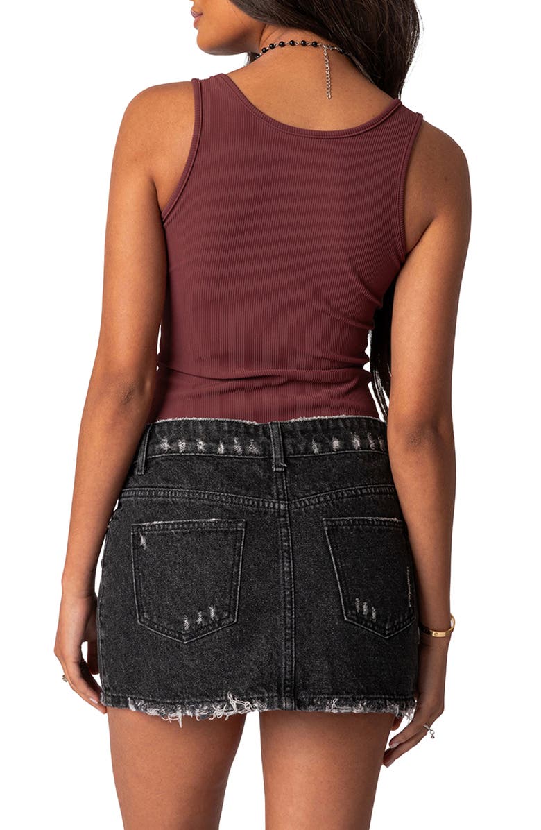 EDIKTED Laney Rib Buckle Strap Bodysuit Nordstrom
