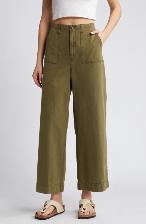 Utility Ankle Wide Leg Pants in Olive Green