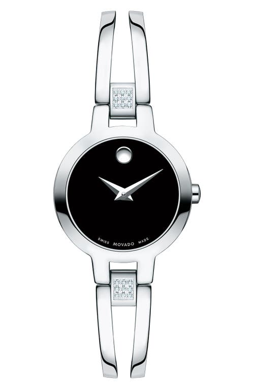 Movado Amorosa Diamond Bangle Watch, 24mm In Black