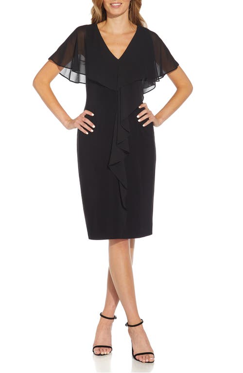 Adrianna Papell Jersey Chiffon Ruffle Dress in Black at Nordstrom, Size 8