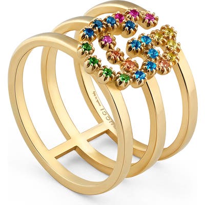 Gucci Double G Multi Stone Three-Row Ring