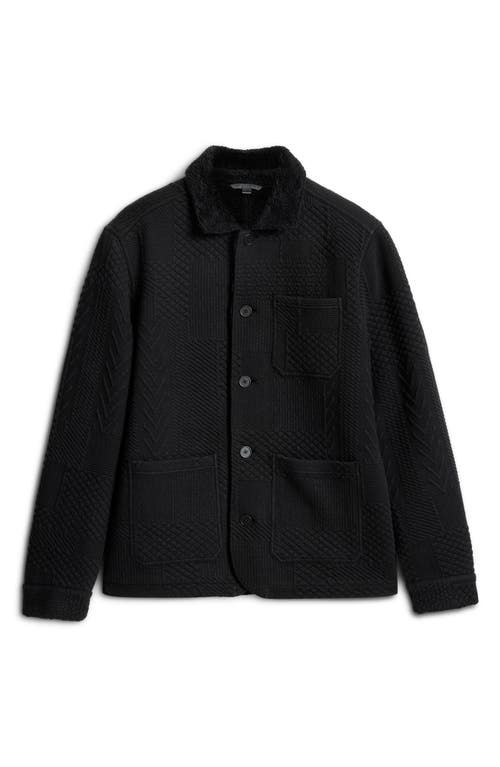 Shop John Varvatos Kenmare Mixed Quilted Coat With Faux Shearling Lining In Black