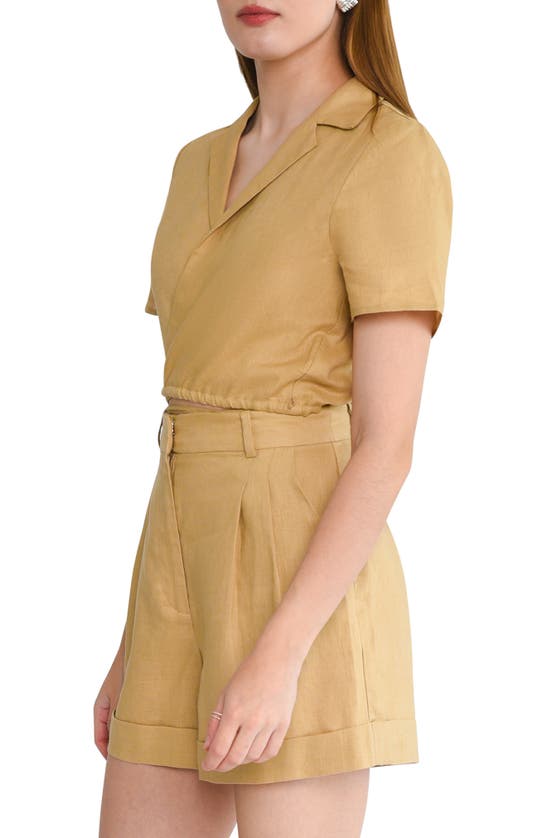 Shop Wayf On The Road Wrap Front Top In Tan