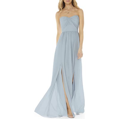Social Bridesmaids Strapless Georgette Gown, Blue