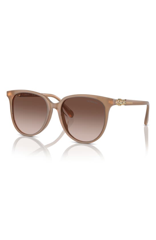 Swarovski 56mm Gradient Round Sunglasses In Opal Beige