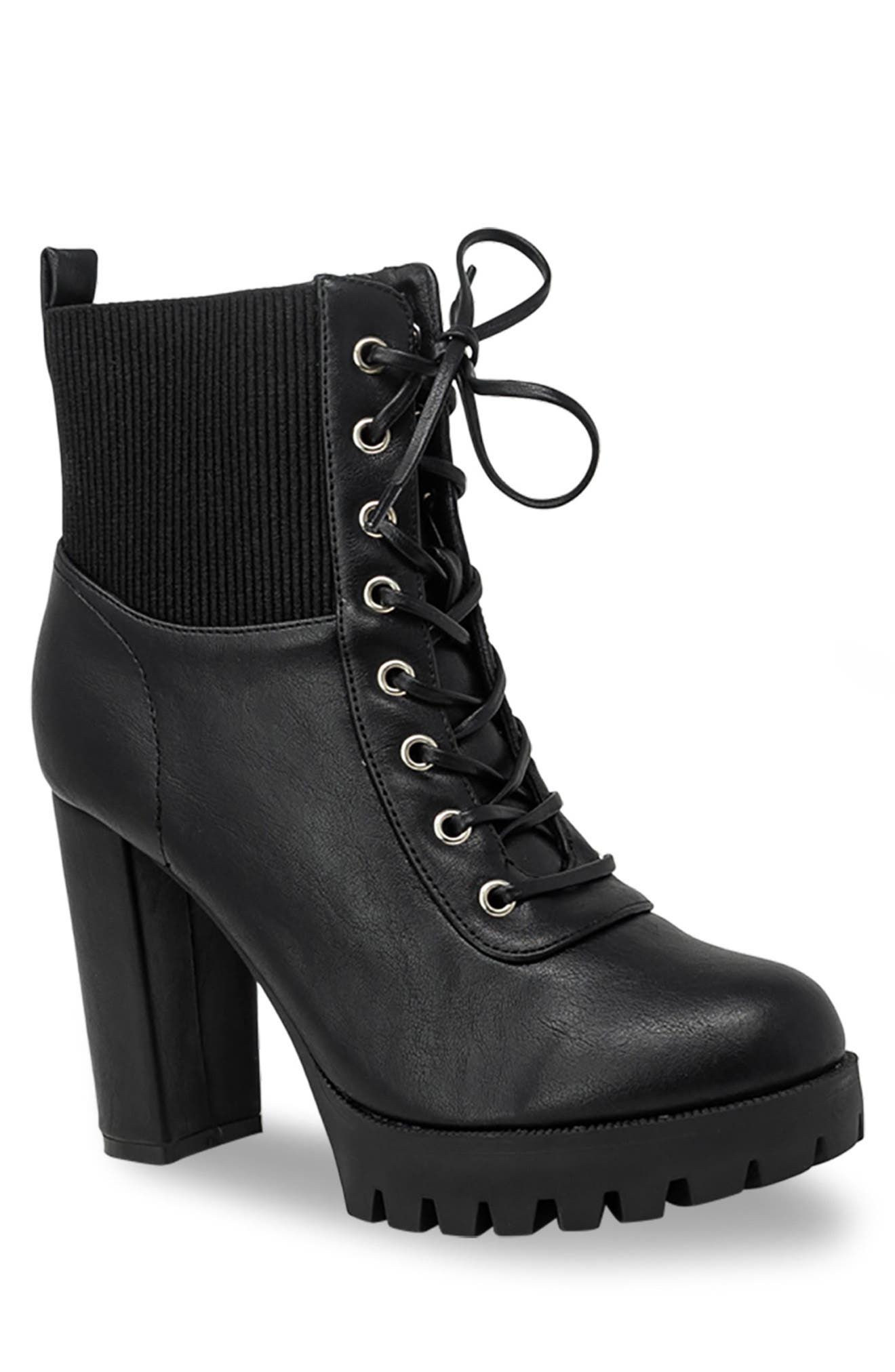 block heel combat boots