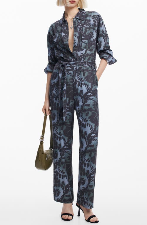 Desigual Flowy Printed Jumpsuit In Black