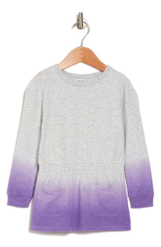 Splendid Kids' Dip Dye Ombré Long Sleeve Sweater Dress In Light Heather Grey
