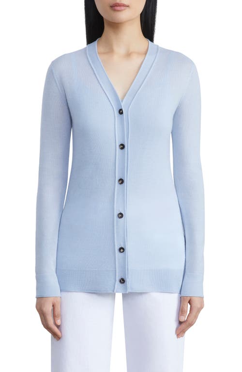 Lafayette 148 New York V-Neck Cashmere Cardigan in Aerial Blue