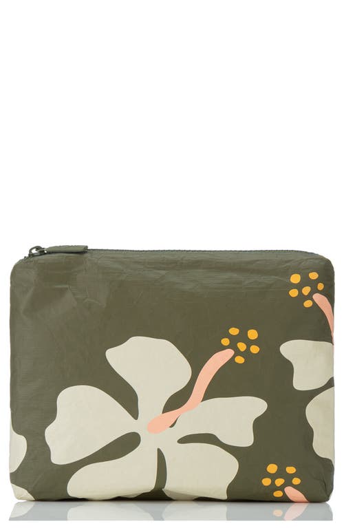 Small Water Resistant Tyvek Zip Pouch in Sand Dollar/Olive