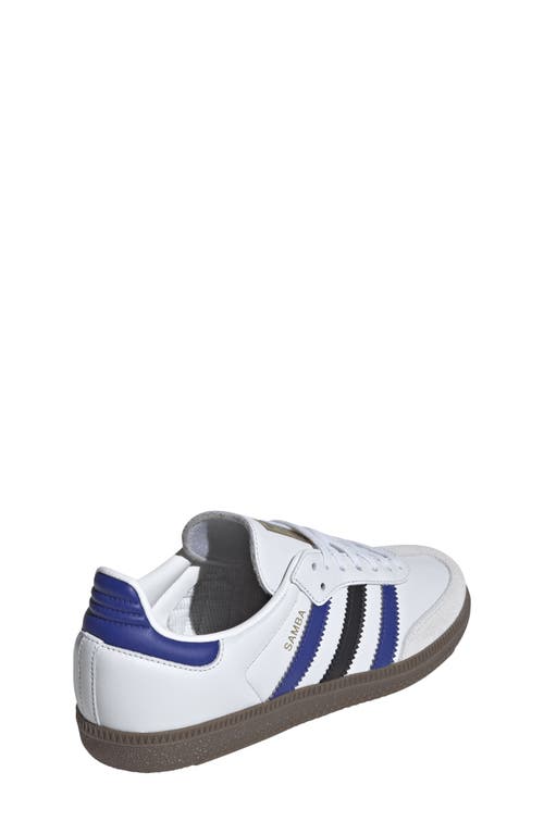 Shop Adidas Originals Adidas Kids' Samba Sneaker In Crystal White/blue/gold