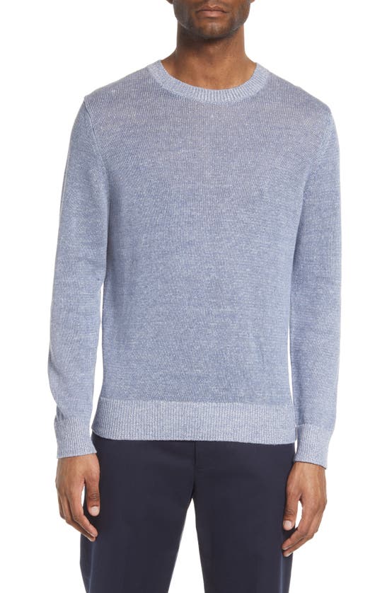 Vince Mélange Linen & Cotton Crewneck Sweater In Dk H Lucent Blue