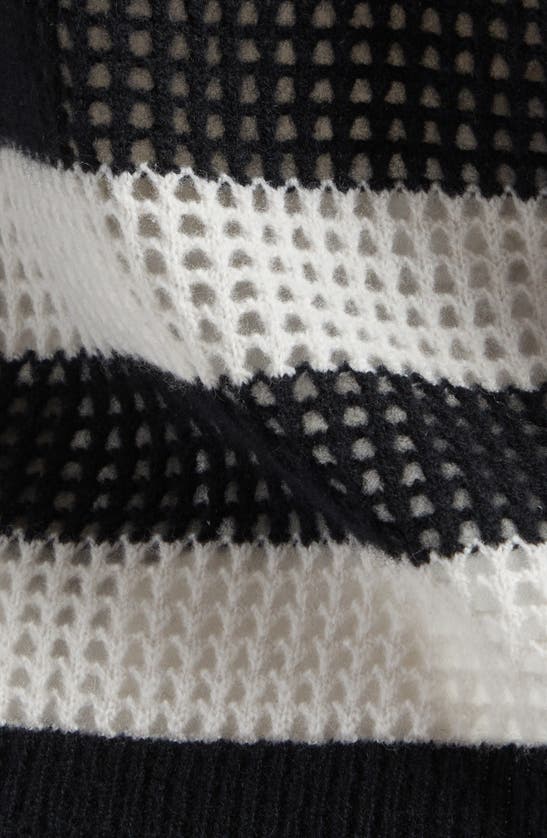 Shop Atm Anthony Thomas Melillo Stripe Sheer Cashmere Hoodie In Black / Salt Grey