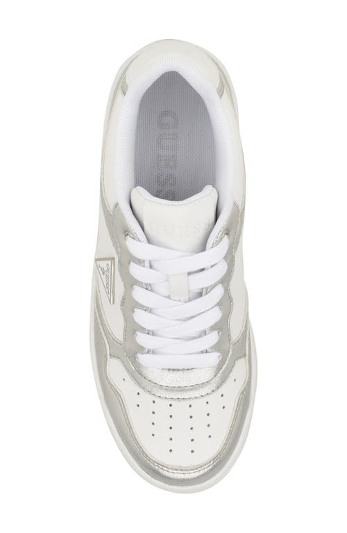 Guess Miram Platform Sneaker In White/silver