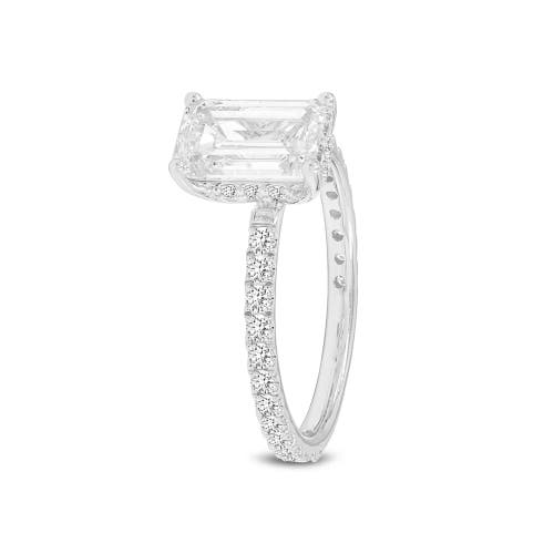 Luvmyjewelry Regalia 14k White Gold Emerald Cut Lab Grown Diamond Hidden Halo Engagement Ring In 14k White Gold