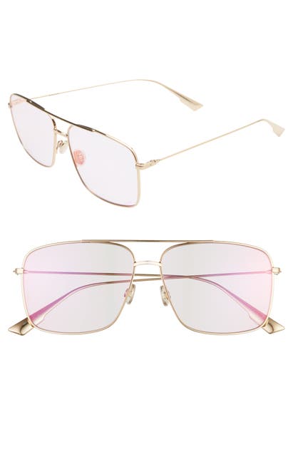 Click to view more detailed imagery on our partner's website Dior Stello3s 57mm Square Aviator Sunglasses In Rose Gold/ Violet