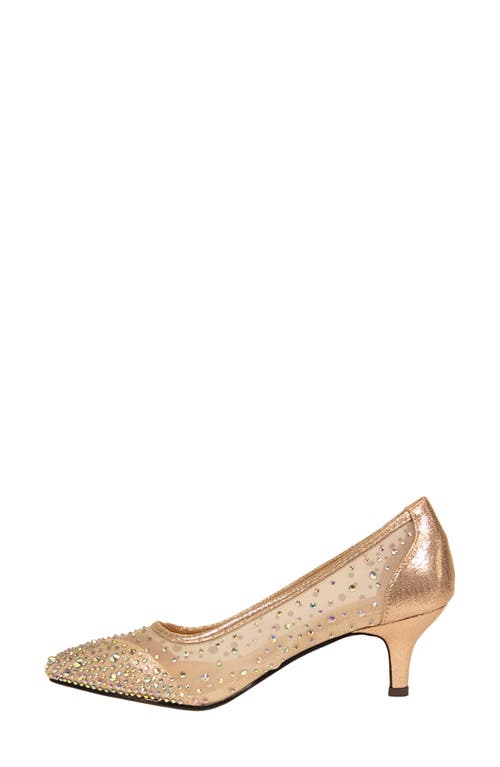 Lady Couture Rhinestone Kitten Heel Pump In Champagne