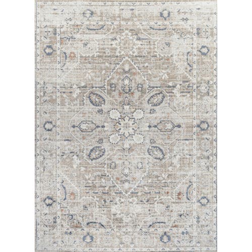 Jonathan Y Shaii Global Medallion Low-pile Machine-washable Area Rug In Light Gray/brown
