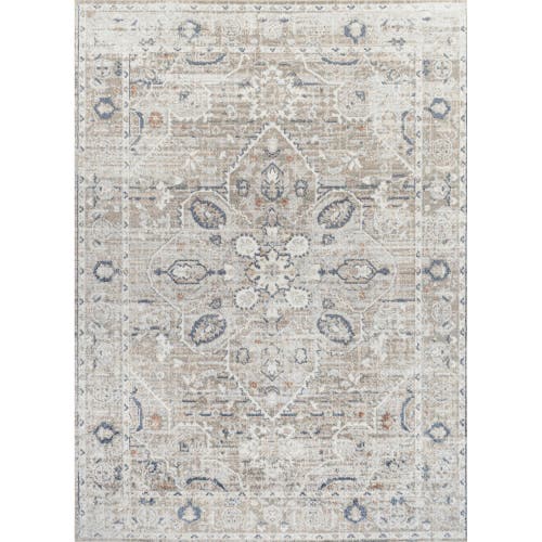 Shop Jonathan Y Shaii Global Medallion Low-pile Machine-washable Area Rug In Light Gray/brown