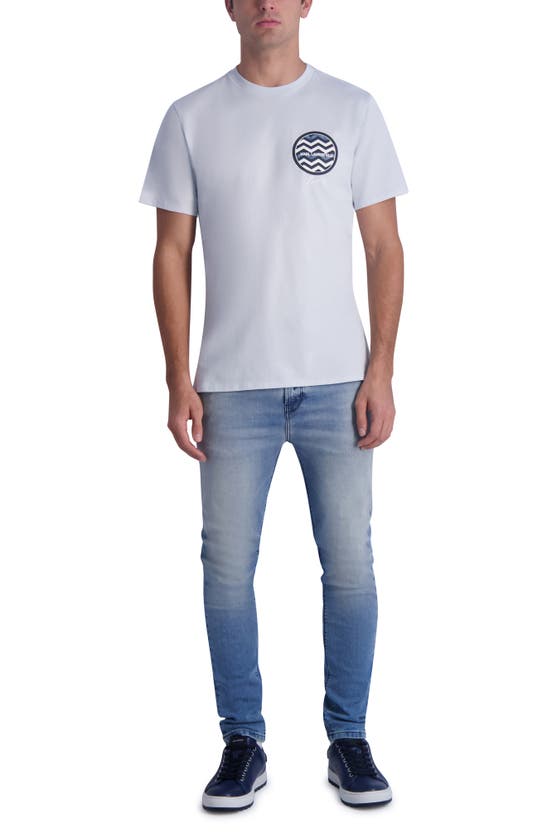 Shop Karl Lagerfeld Paris Circle Logo Cotton T-shirt In Light Blue Com