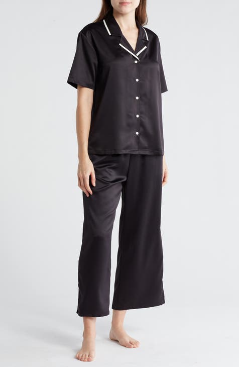 Satin Short Sleeve Shirt & Capri Pajamas