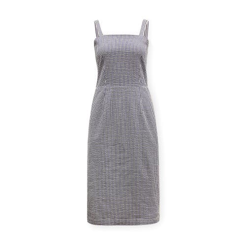 Hope & Henry Organic Seersucker Sheath Dress In Navy Gingham Seersucker