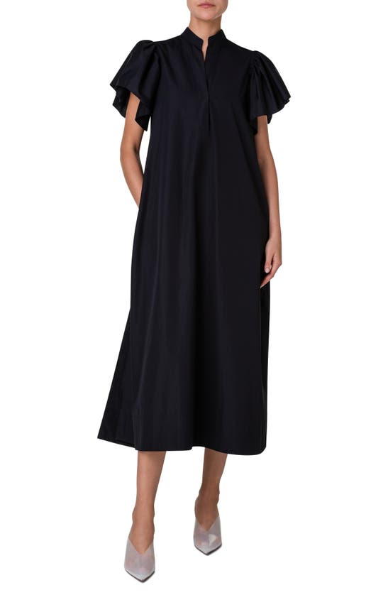 Shop Akris Punto Cotton Midi Shift Dress In Black