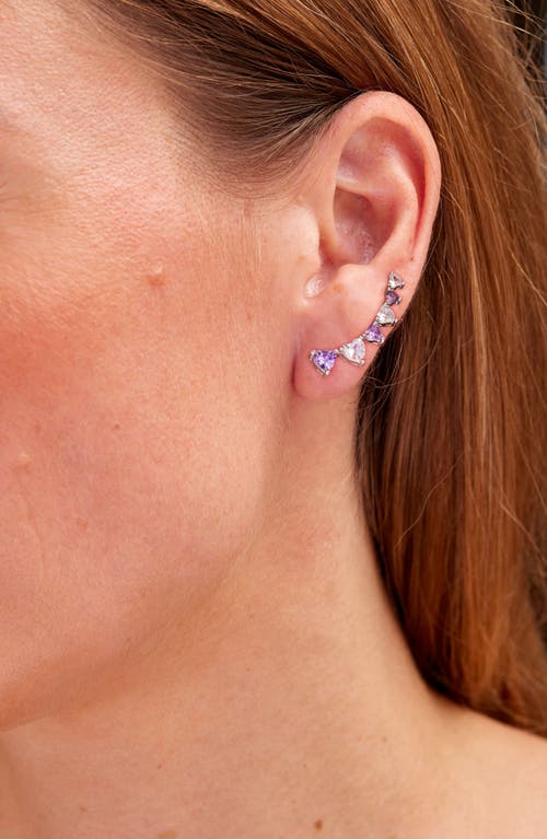 Shop Savvy Cie Jewels Heart Ear Crawlers In Purple/silver