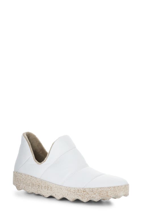 Asportuguesas by Fly London Crus Quilted Slip-On Sneaker in Blanco Recycled Polyester