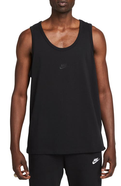 Nike Premium Essentials Logo-embroidered Cotton-jersey Tank Top In Black